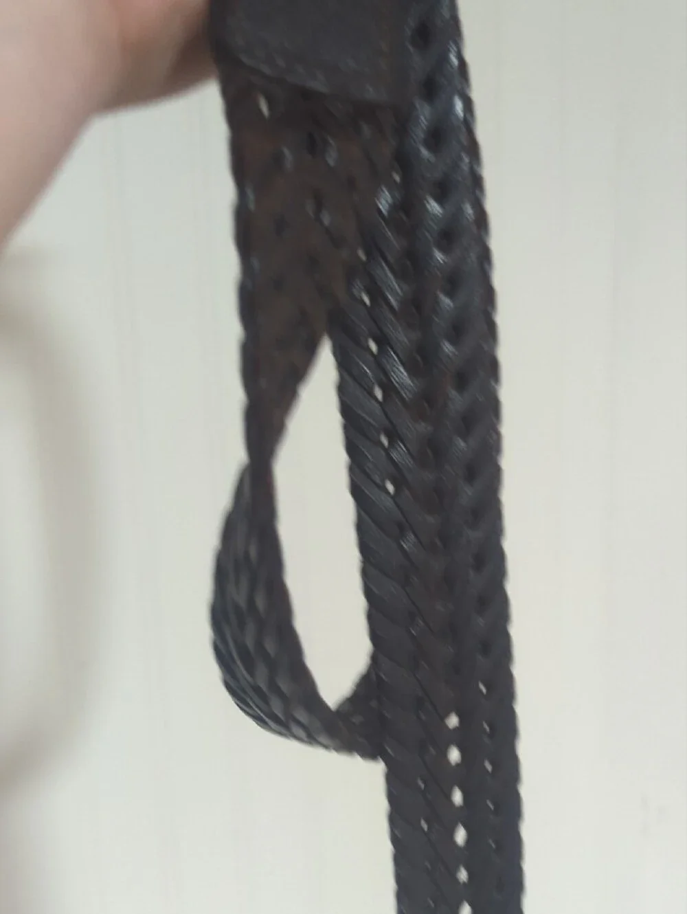 Men's Black Braided Leather Belt with Silver Buckle India 50